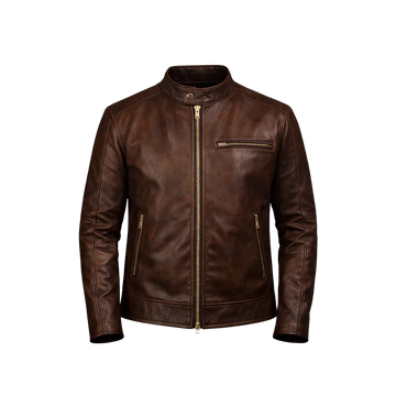 Men's Dean Brown Leather Biker Jacket