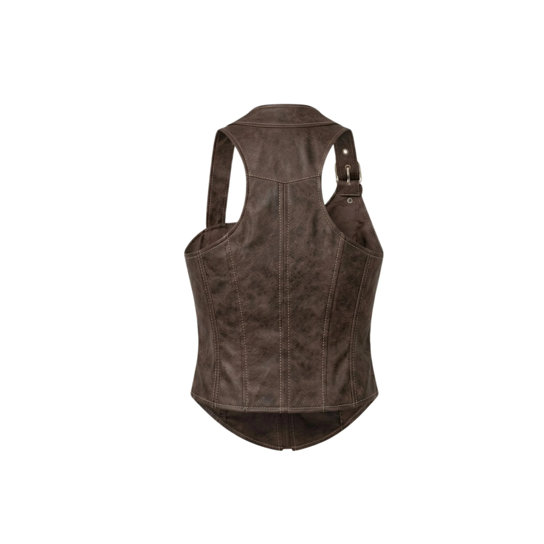 Women's Asymmetrical  Leather  Cargo Corset Top vest made with Sheepskin