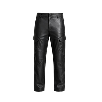 Men's Loose-Fit Sheepskin Leather Cargo Pants – Premium Utility Leather Trousers