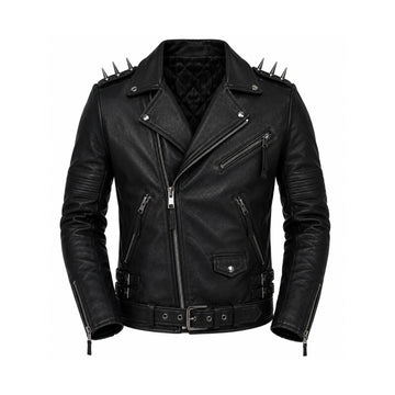 Ironclad Renegade Men’s Black Cowhide Spiked Leather Biker Jacket