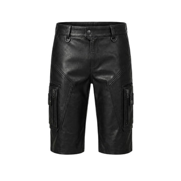 Apex Tactical Men’s Black Sheepskin Leather Cargo Shorts