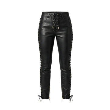 Apex Street-Lace Women’s Black Sheepskin Leather Trousers