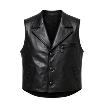 Noir Apex Black Sheepskin Leather Vest