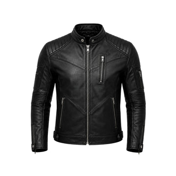 Vanta Edge Men’s Black Sheepskin Quilted Leather Moto Jacket