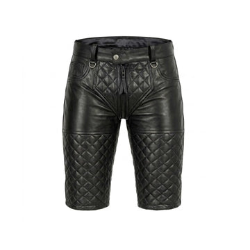 Phantom Quilted Black Leather Shorts