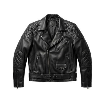 Eclipse Quilted Men’s Sheepskin Leather Moto Jacket – Black Biker Jacket