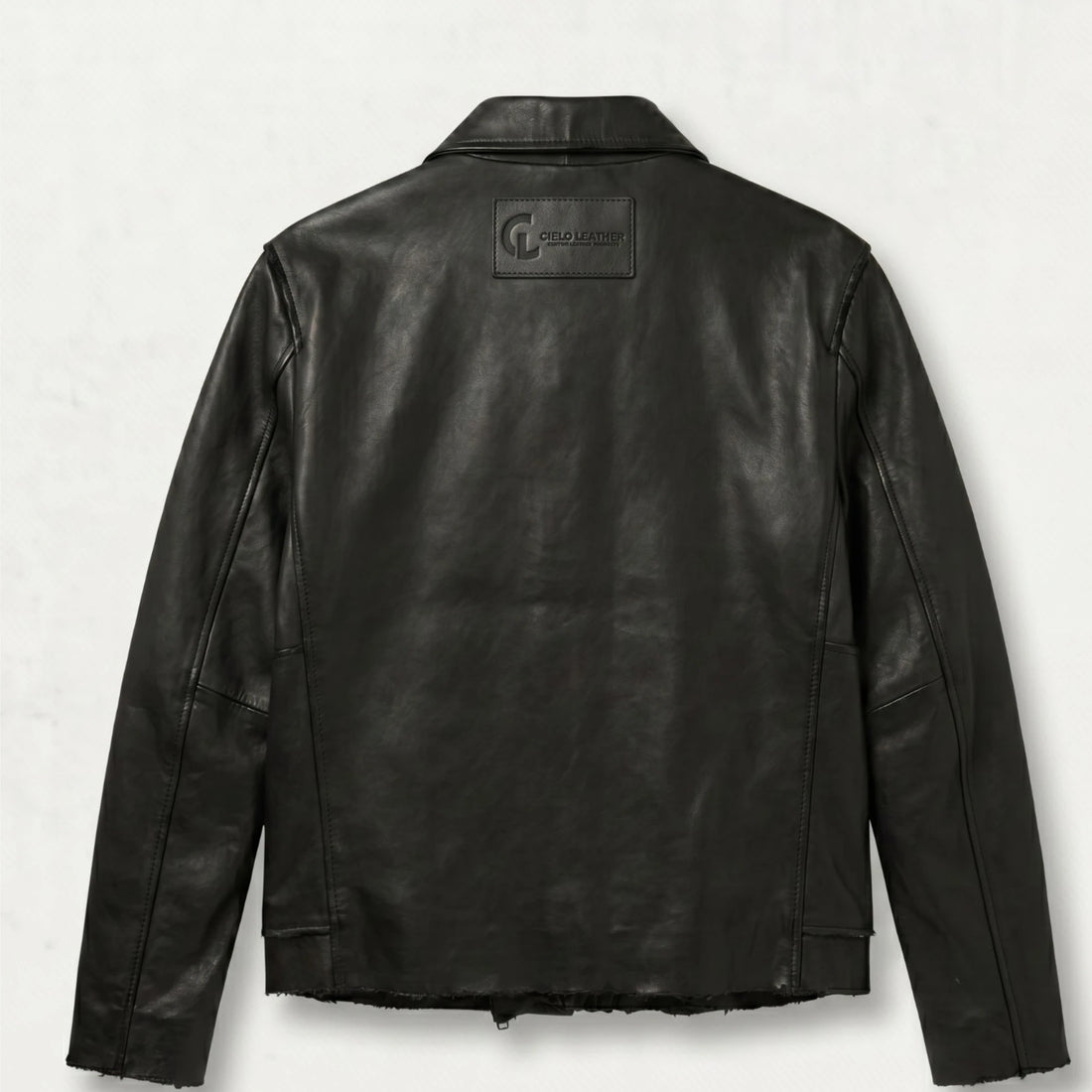 Asymmetrical Cargo Leather Jacket for Men's