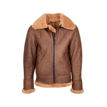 Mens Vintage Sheepskin Aviator B3 Jacket Felix Tan