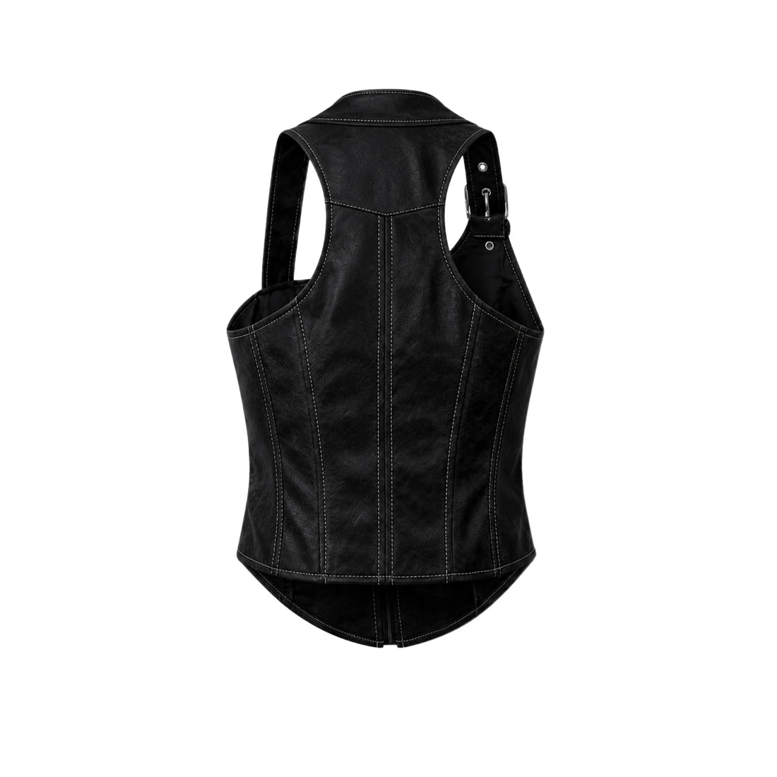 Women's Asymmetrical  Leather  Cargo Corset Top vest made with Sheepskin