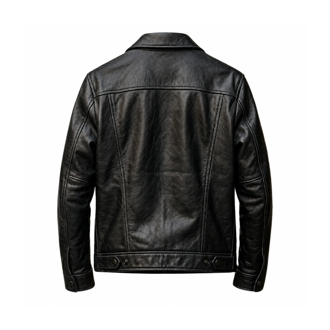 Heritage Distressed Sheepskin Leather Trucker Jacket for Men