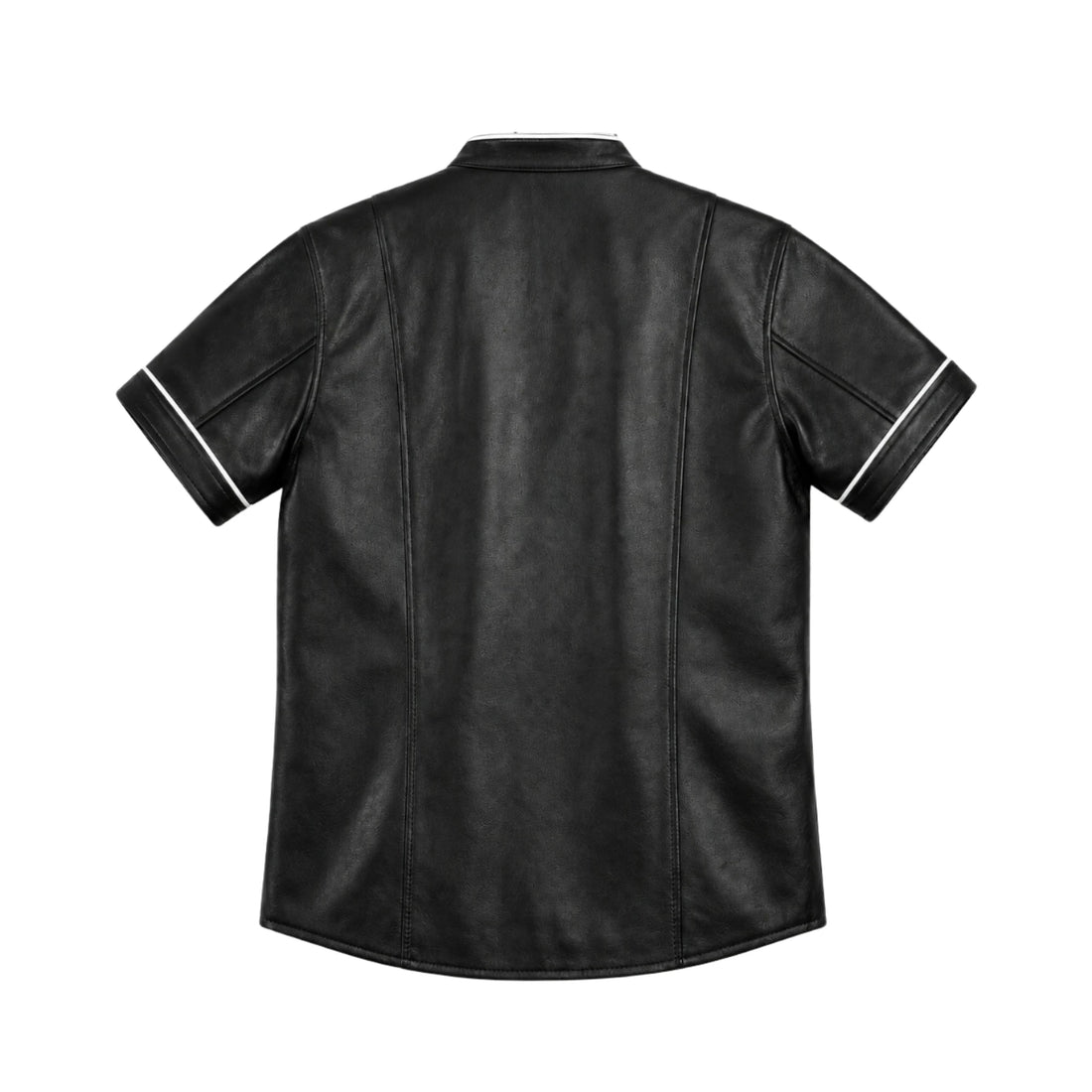 Noirline Black Sheepskin Leather Short-Sleeve Shirt