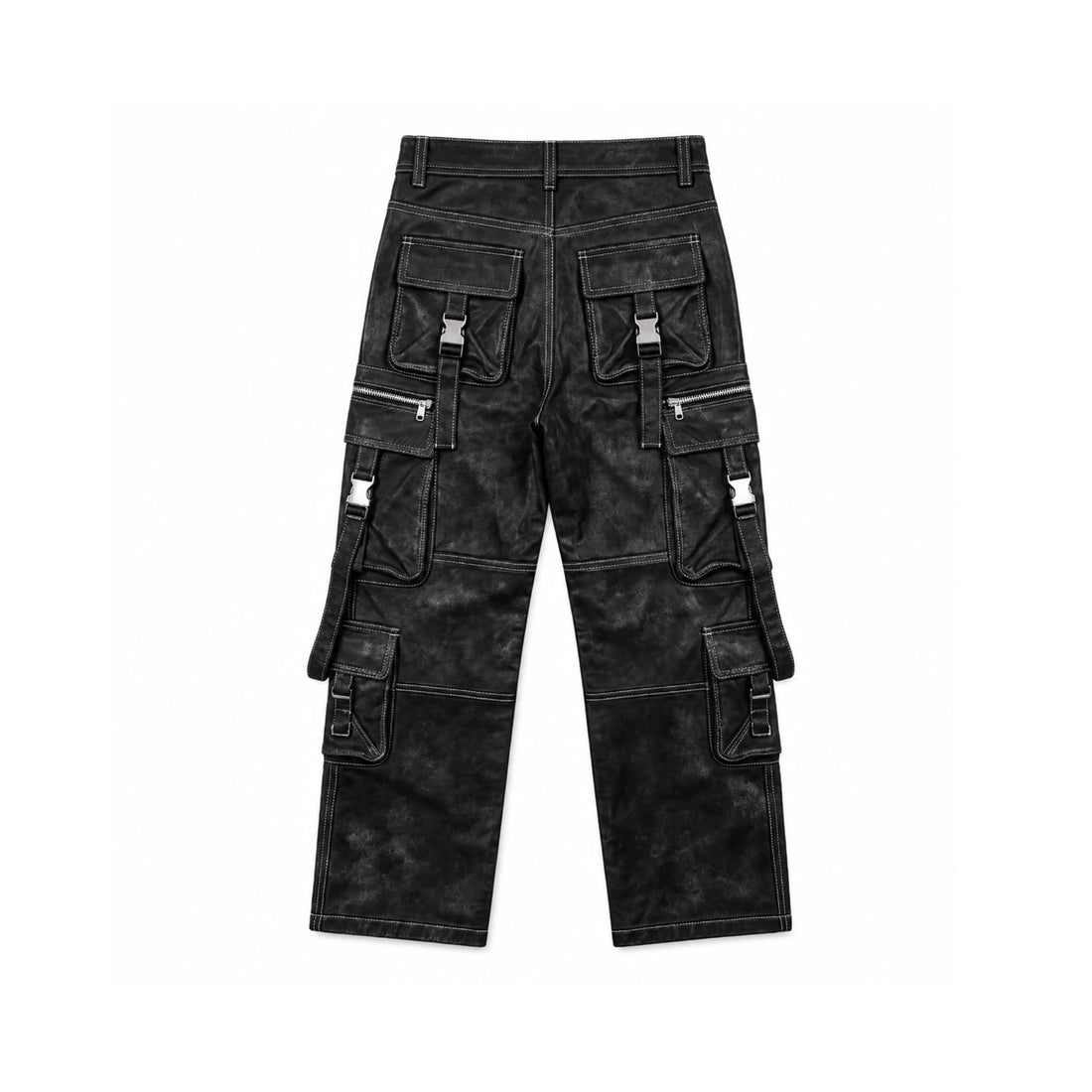 Men's Premium Sheepskin Leather Techwear Cargo Pants – Multi Pocket Utility Leather Trousers