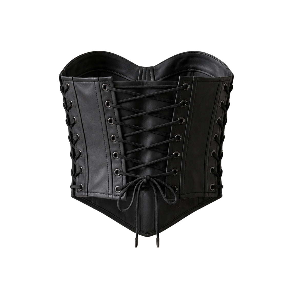 Genuine Leather Sweetheart Bustier Top - Multi Lace-Up Corset