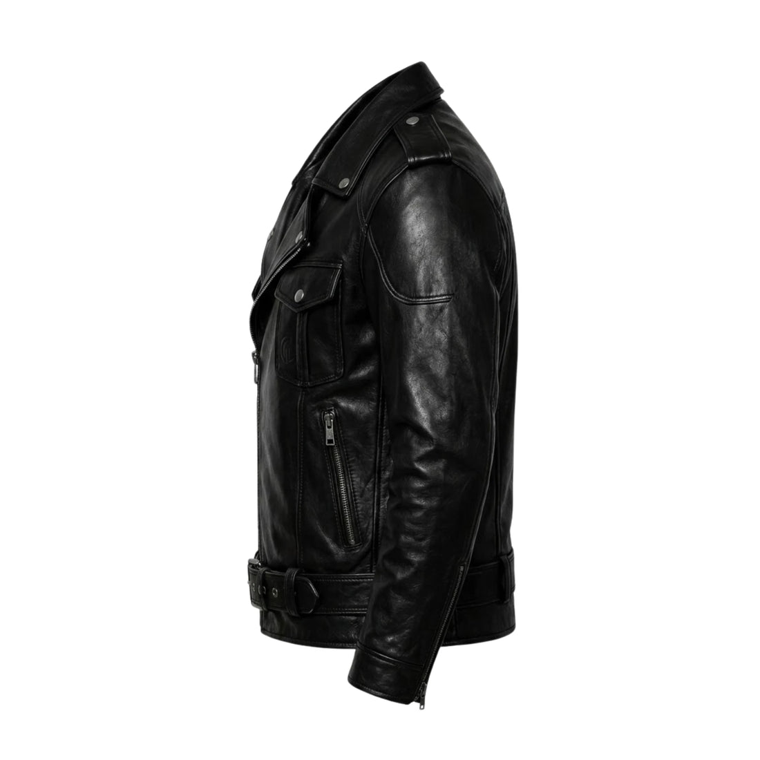 Phantom Rider Men’s Black Sheepskin Leather Moto Jacket