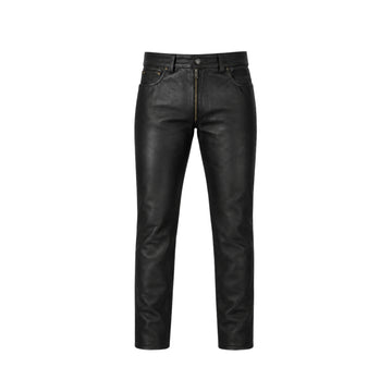 Midnight Apex Men’s Black Sheepskin Leather Skinny Pants