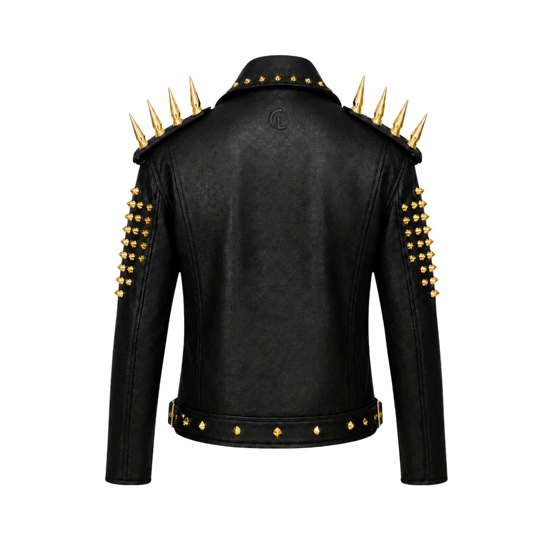 Aurum Spike Men’s Black Cowhide Leather Biker Jacket