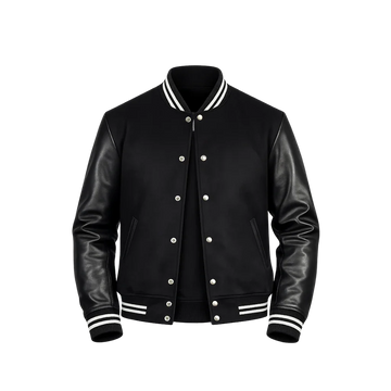 Men's Vaxton Black Striped Hybrid Varsity Jacket