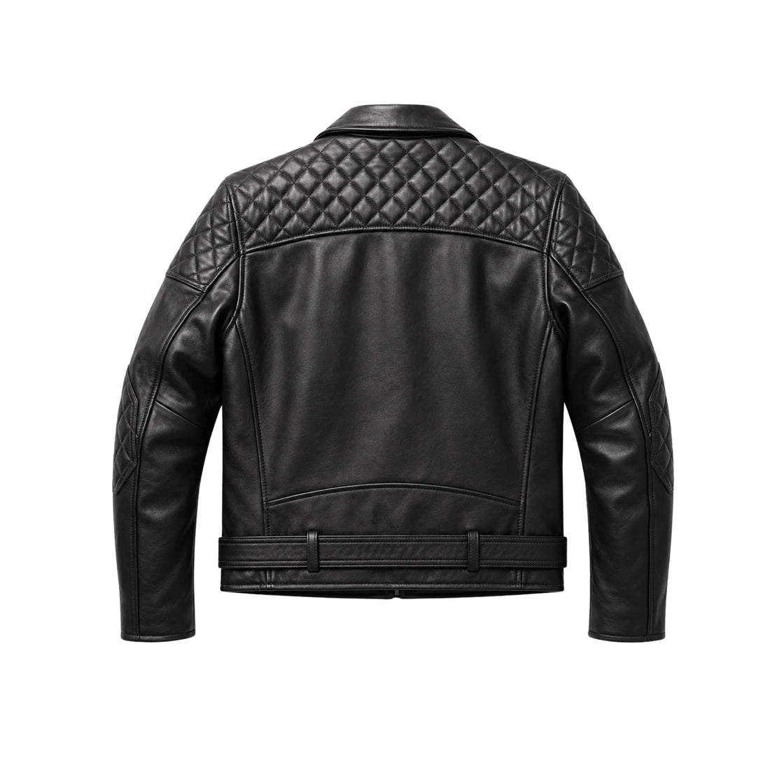 Eclipse Quilted Men’s Sheepskin Leather Moto Jacket – Black Biker Jacket