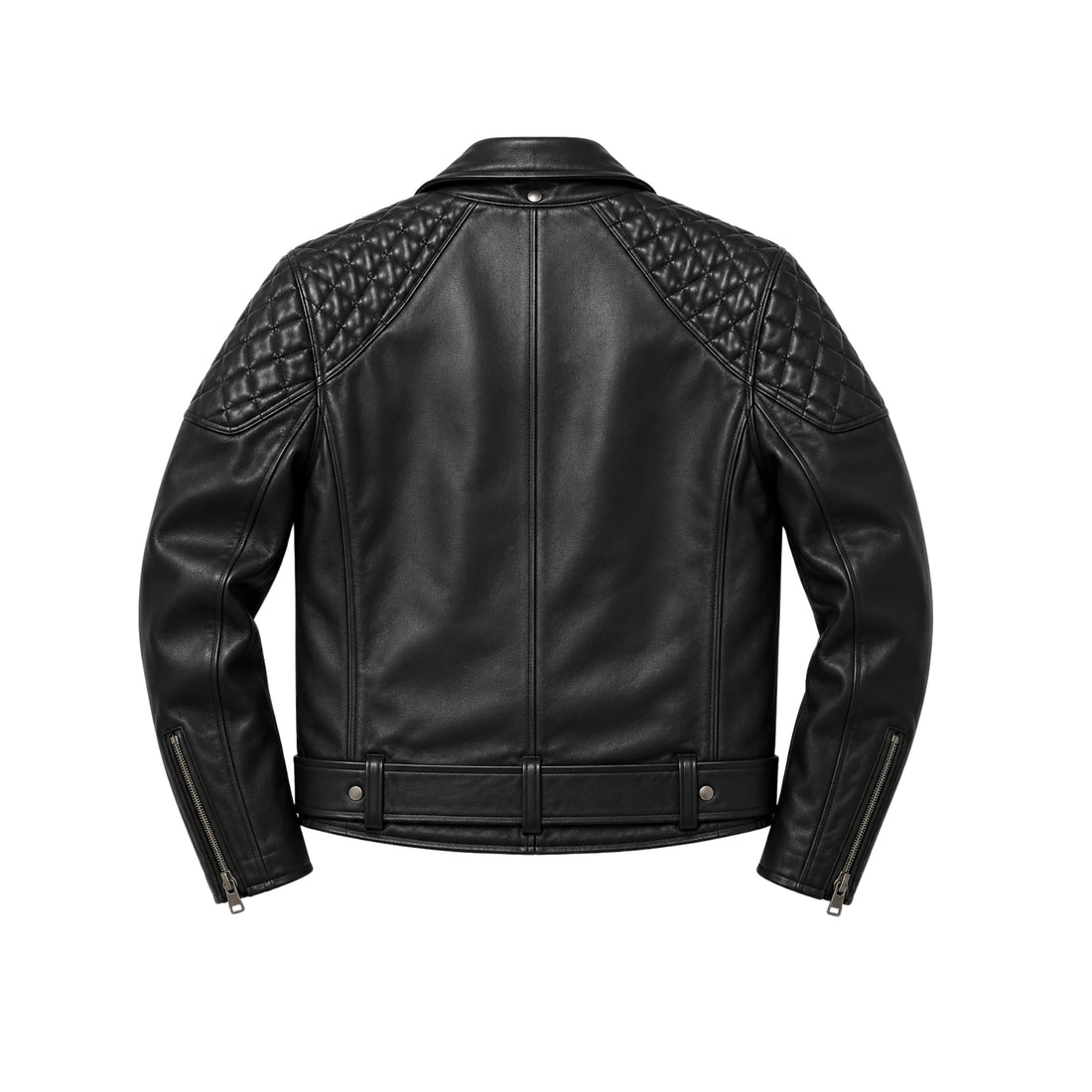 Off-Duty Men’s Black Sheepskin Quilted Moto Leather Jacket