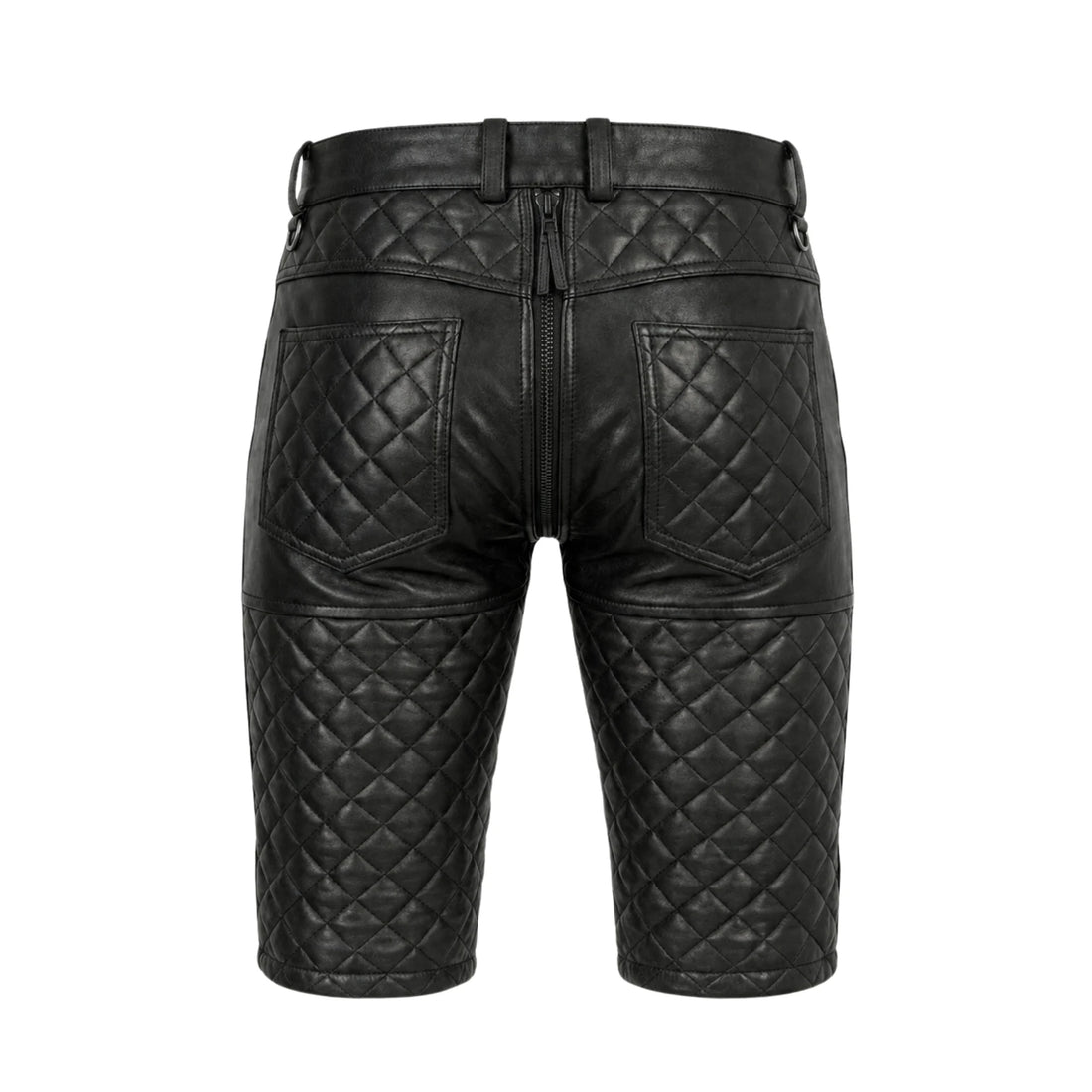 Phantom Quilted Black Leather Shorts