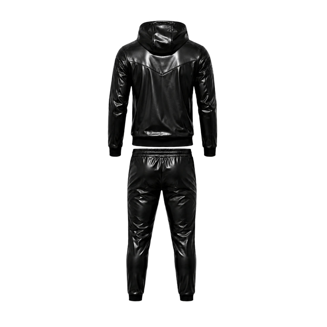 Blackout Men’s Black Sheepskin Leather Hooded Tracksuit Set
