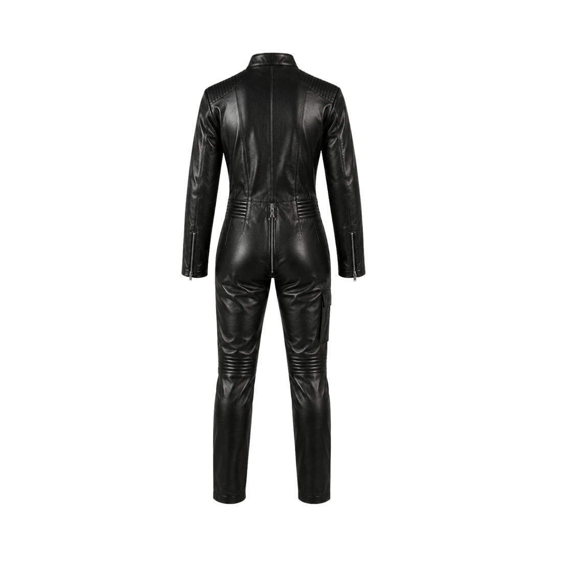 Overdrive Moto Men’s Black Sheepskin Leather Utility Jumpsuit