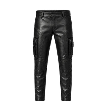 Stealth Shell Men’s Black Sheepskin Leather Utility Cargo Trousers