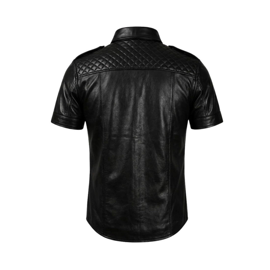 Shadow Sergeant Men’s Black Sheepskin Leather Short Sleeve Shirt