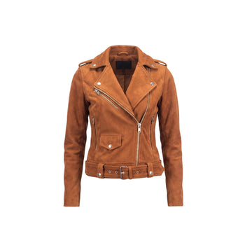 Alison Women's Brown Suede Biker Jacket