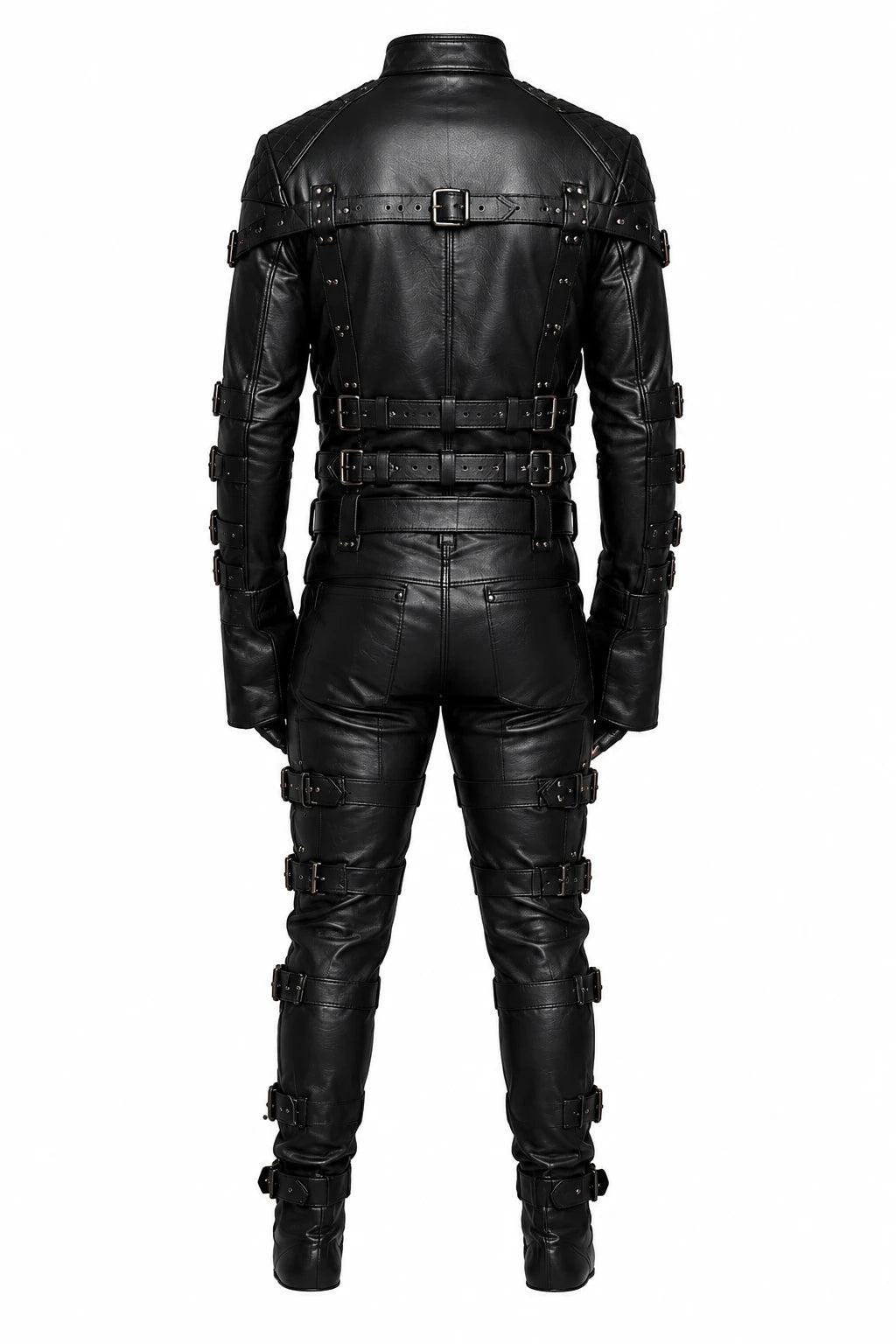 Phantom Reign Men’s Black Bondage-Inspired Leather Suit