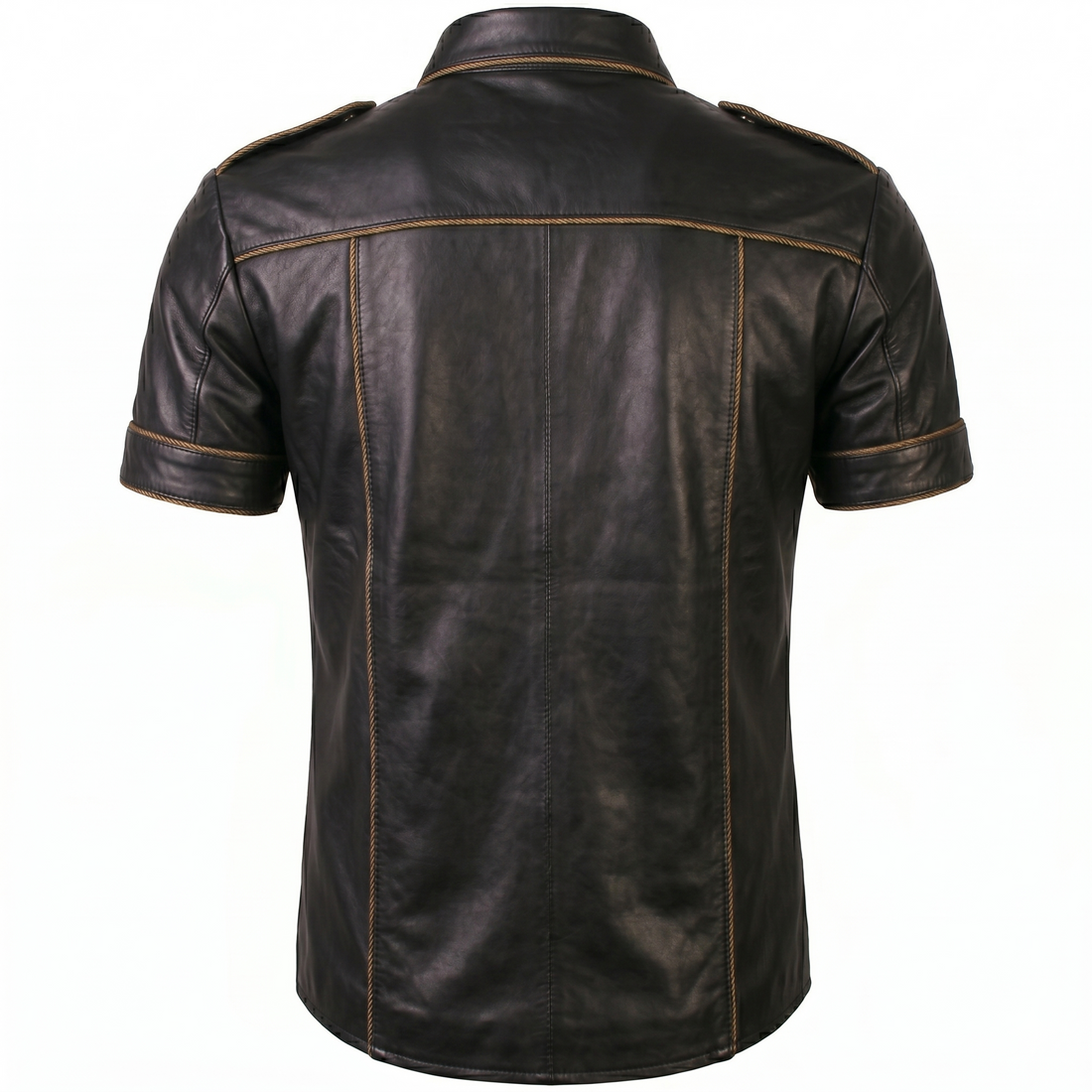 Cielo Leather Men's Maverick Premium Sheepskin Shirt – Slim Fit Short Sleeve Military Style Shirt