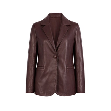Norma Women's Maroon Leather Blazer