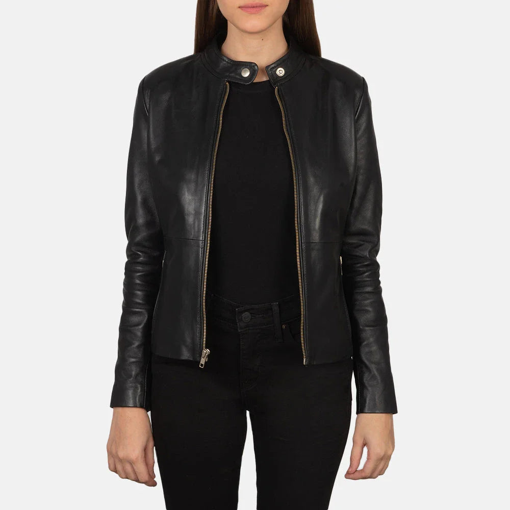 Rave Women's Black Leather Biker Jacket