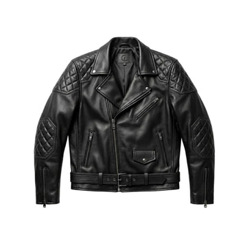 Eclipse Quilted Men’s Sheepskin Leather Moto Jacket – Black Biker Jacket