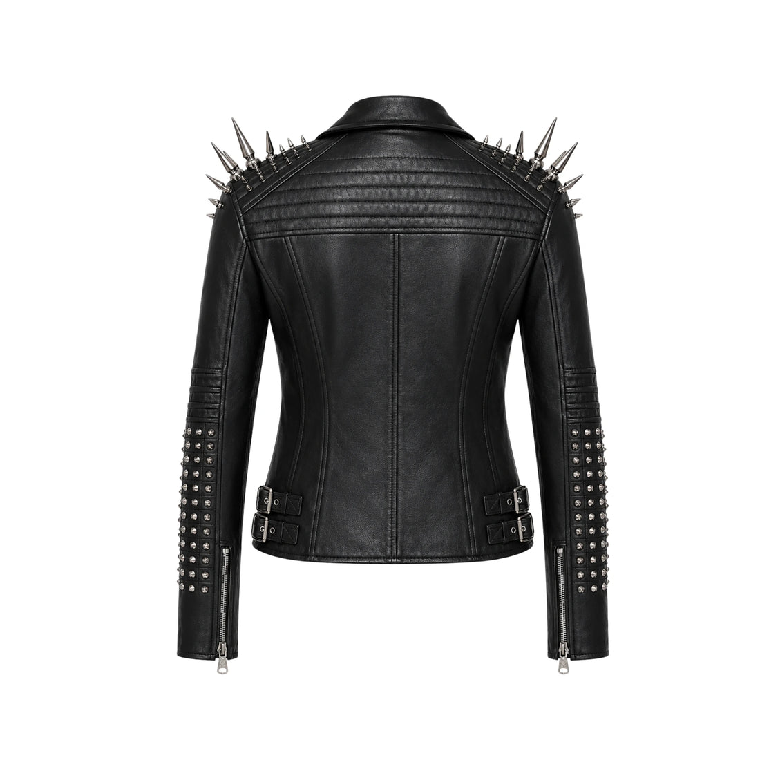 Chrome Riot Men’s Black Cowhide Studded Spike Leather Biker Jacket