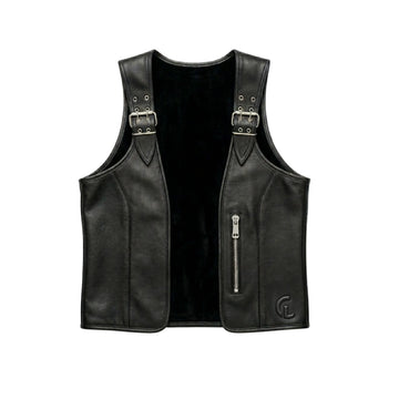 Phantom Buckle Black Leather Vest