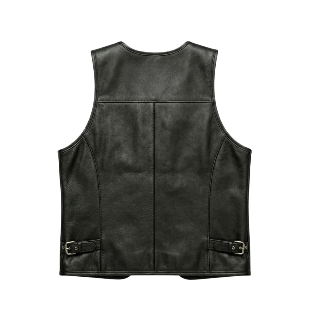 Phantom Buckle Black Leather Vest