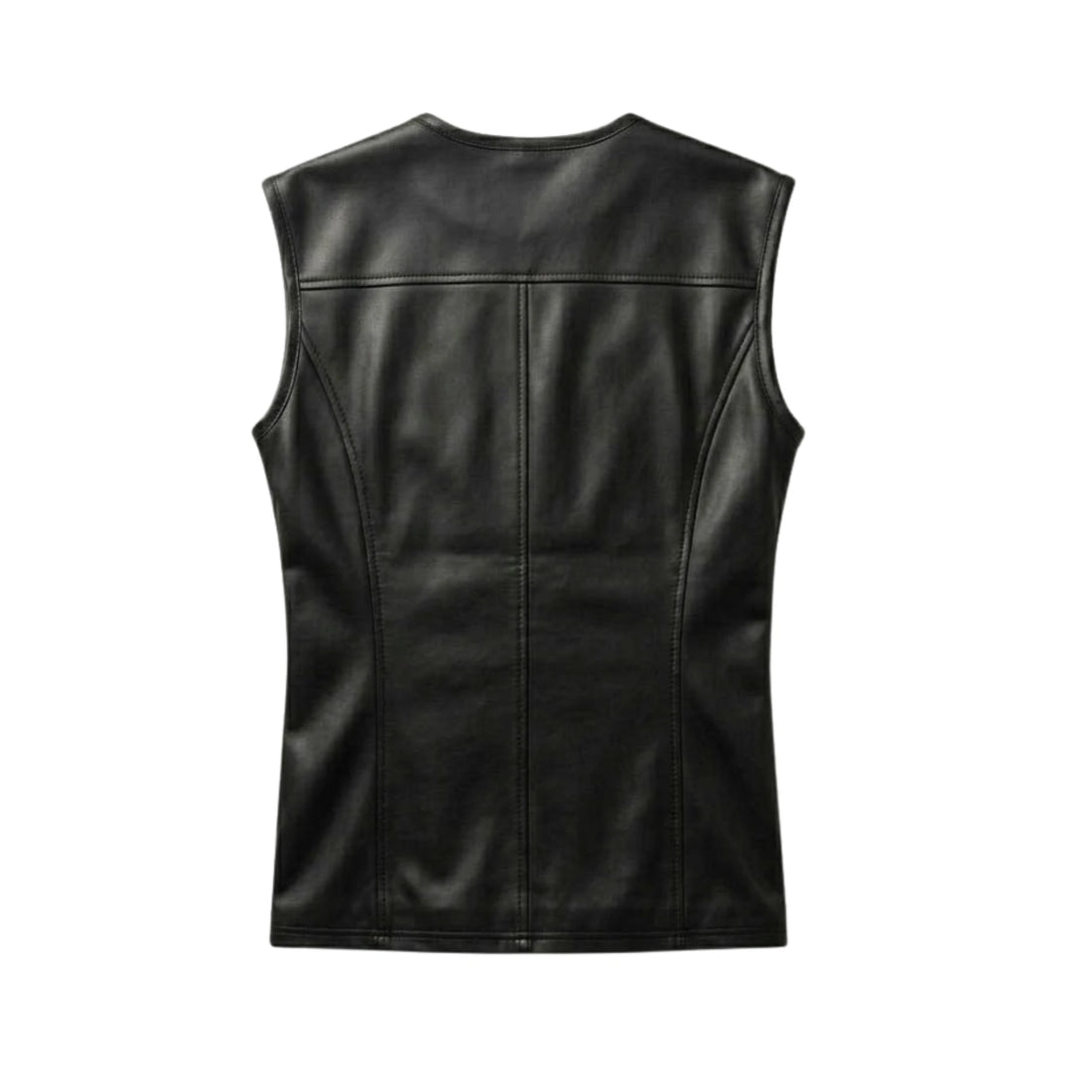 Signature Black Sheepskin Leather Tank Top – Sleek Minimalist Fit
