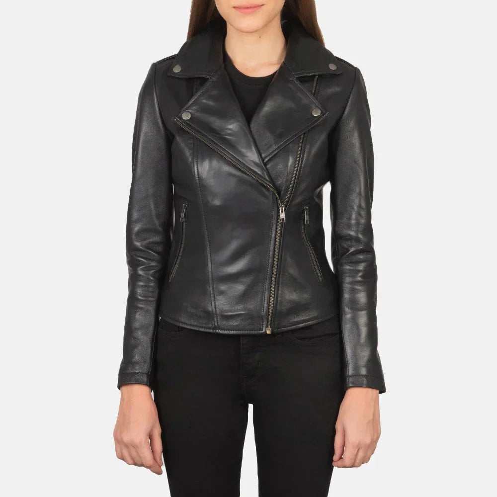 Flashback Black women Leather Biker Jacket