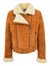 Womens Sheepskin Aviator Pilot Jacket Nora Tan White