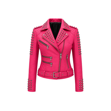 Valkyrie Women’s Studded Cowhide Leather Biker Jacket