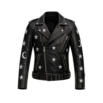 Cielo Luna Noir Black Cowhide Leather Biker Jacket