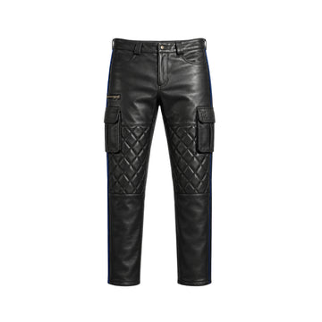 Shadowline Men’s Black Sheepskin Quilted Leather Cargo Pants