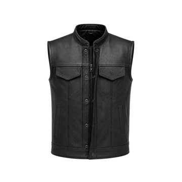 Cielo Ironcrest Men’s Black Sheepskin Leather Moto Vest