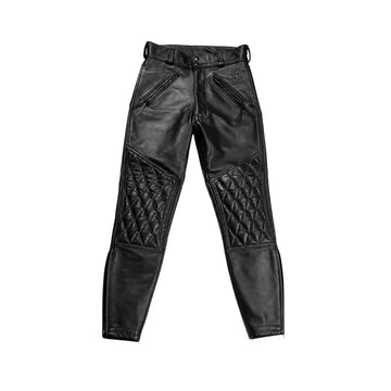 Vortex Men’s Black Quilted Leather Moto Pants