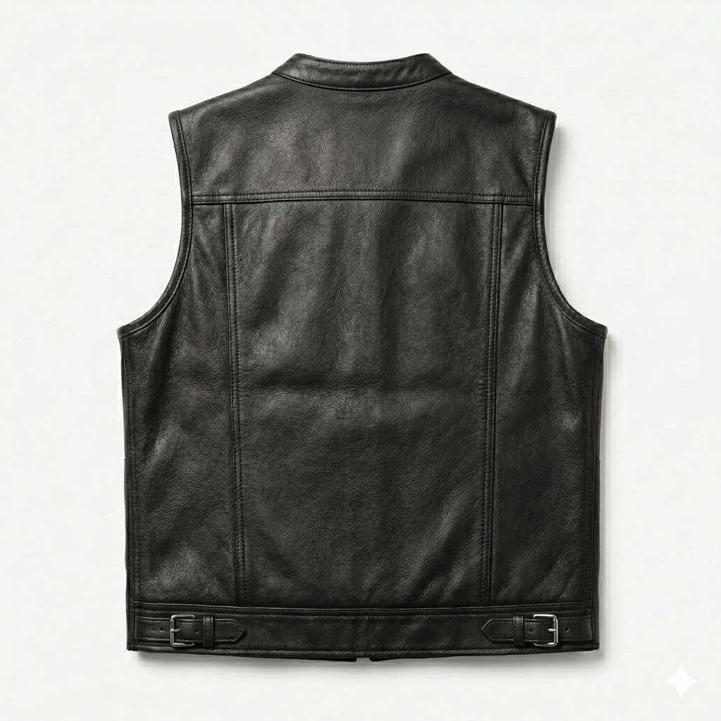 Renegade Women's Sheepskin Leather Moto Vest – Funnel Collar, Utility Cargo Pockets & Belted Waist